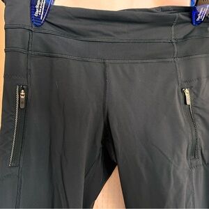 Lululemon leggings, bluish grey. Size 2, full legging, mesh trim on bottom.